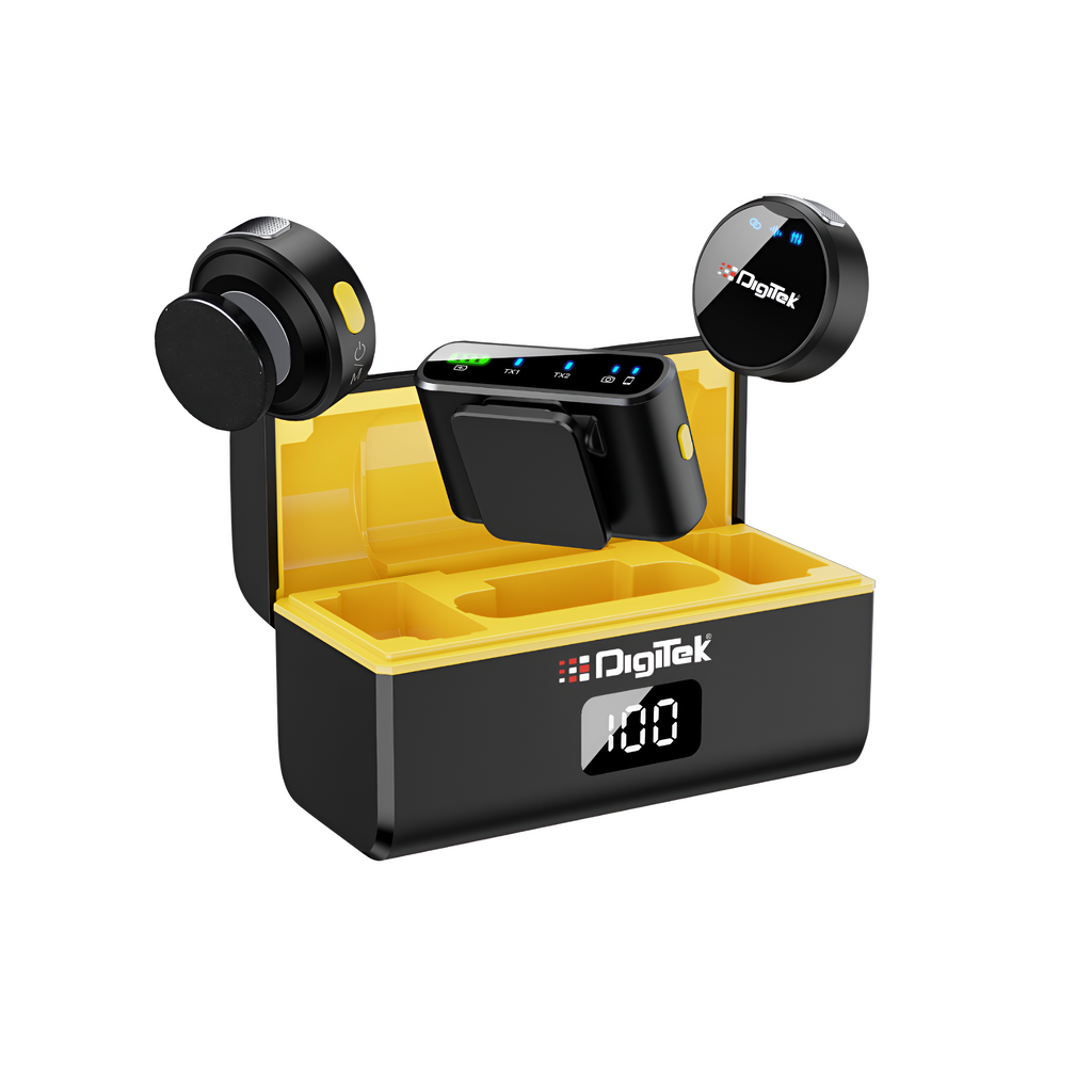 2-in-1 Wireless Microphone, 2.4GHz, Magnetic Collar Clip, 360° Sound Capture, 40m Range, 6Hr Battery, Type C-to-C & C to LTC, DSLR, iOS & Android Compatible, for Interviews & Vlogging