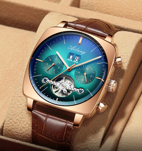 Luxury chronograph Square Large Dial Watch Hollow Waterproof New Men's fashion watches