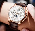 Luxury Automatic Watch Leather Sapphire Waterproof Sports Moon Phase Wristwatch