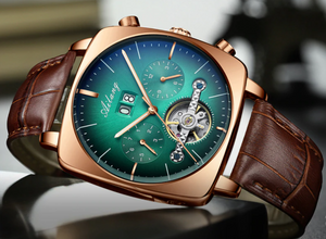 Luxury chronograph Square Large Dial Watch Hollow Waterproof New Men's fashion watches