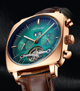 Luxury chronograph Square Large Dial Watch Hollow Waterproof New Men's fashion watches