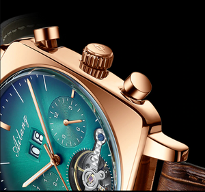 Luxury chronograph Square Large Dial Watch Hollow Waterproof New Men's fashion watches