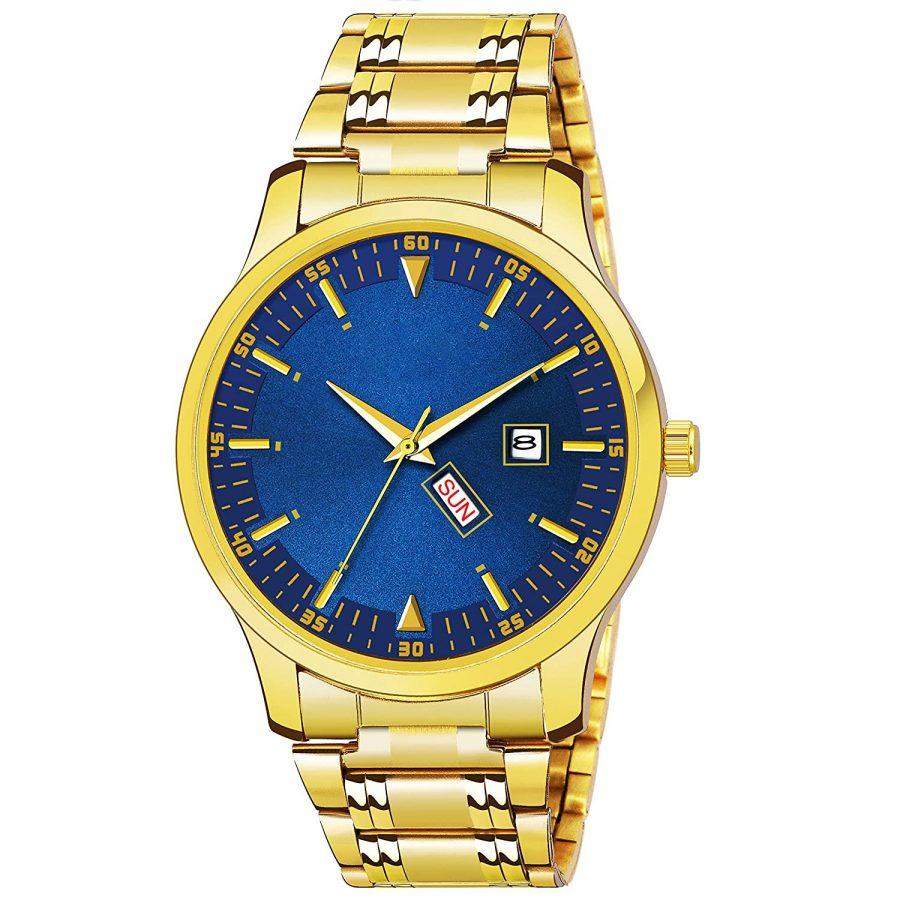 Luxury Golden Chain Day and Date Analog Stylish Latest Mens and Boys Watch