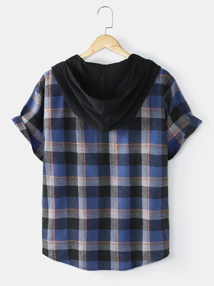 Best Party Wear Deal Of Men's Button Front Long Sleeve Hooded Shirt!