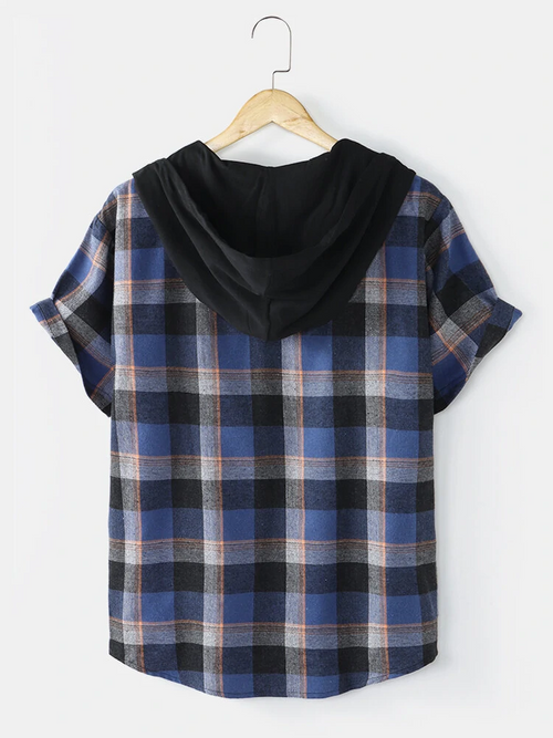 Best Party Wear Deal Of Men's Button Front Long Sleeve Hooded Shirt!