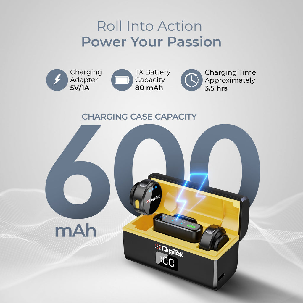 2-in-1 Wireless Microphone, 2.4GHz, Magnetic Collar Clip, 360° Sound Capture, 40m Range, 6Hr Battery, Type C-to-C & C to LTC, DSLR, iOS & Android Compatible, for Interviews & Vlogging