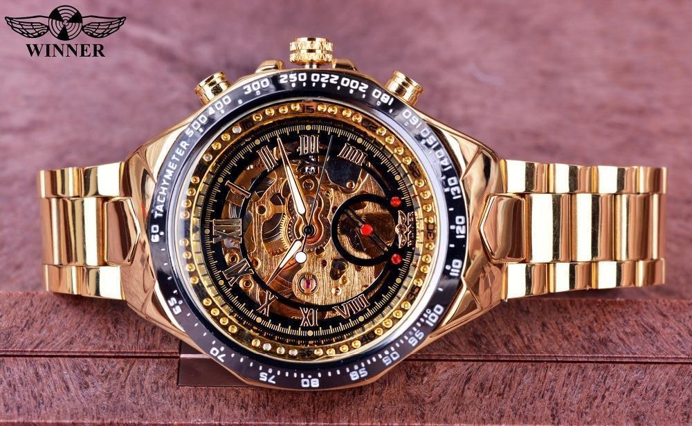 Mechanical Sport Design Bezel Golden Watch