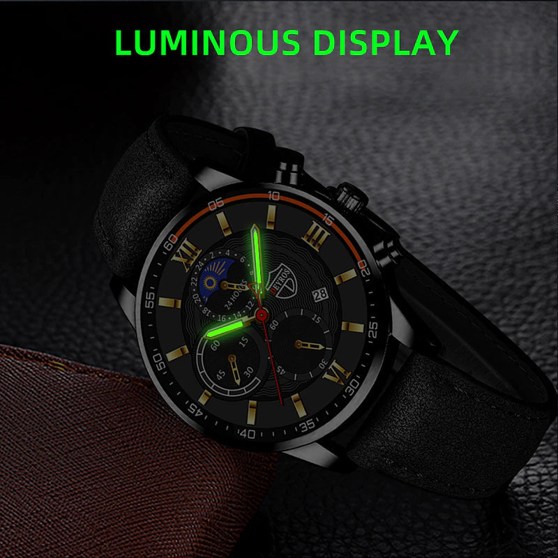 Business Casual Simple Leather Bracelet Male Luminous Watch