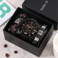 Casual Wristwatch Quartz Calendar Date with Leather Wolf Bracelet