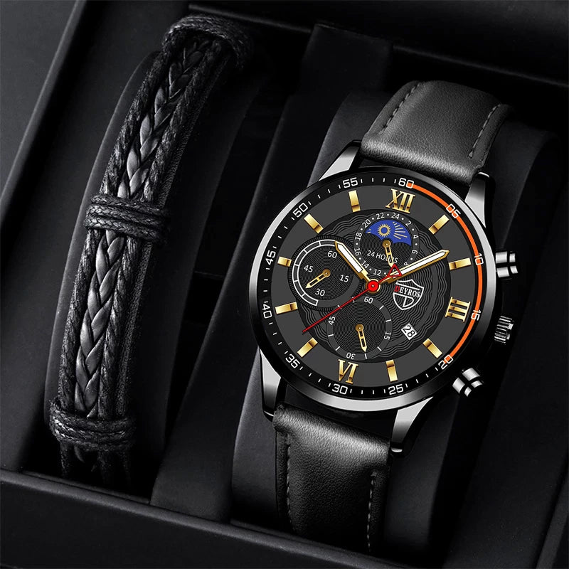 Business Casual Simple Leather Bracelet Male Luminous Watch