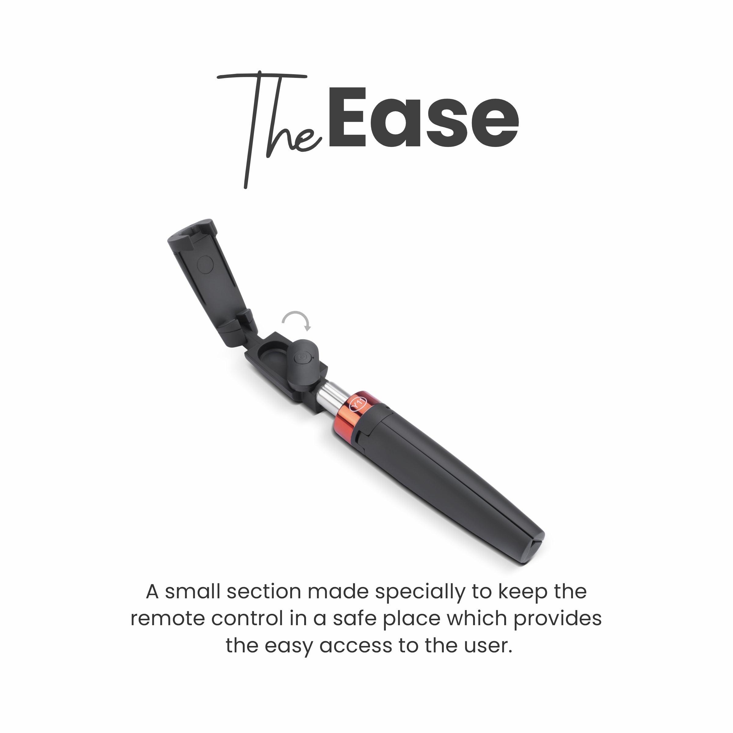 68cm Portable Selfie Stick with Wireless Remote, 3 Legs Tripod Base, Rubberized Feet, 1 Kg Max Weight Load, 360° Rotation, Compatible with All Smartphones Photography, Videography