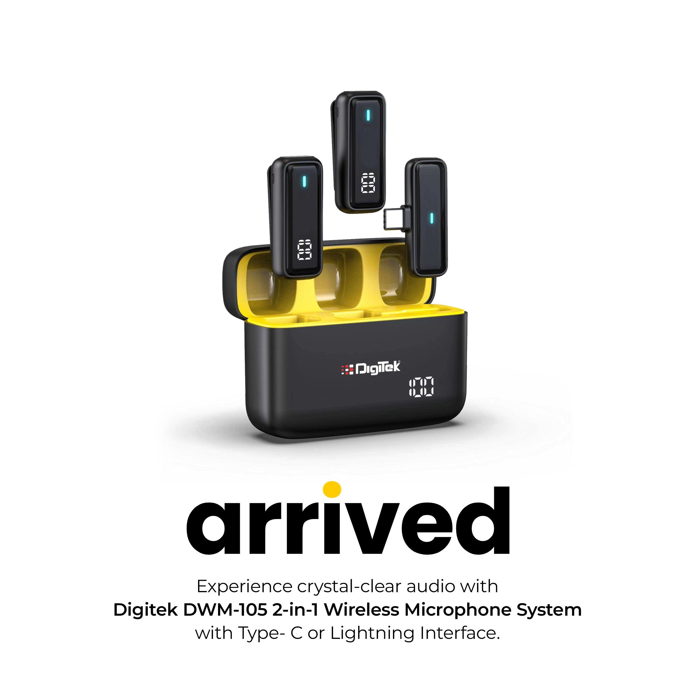 2 in 1 Wireless Microphone System with ANC Mode, 50m Wireless Range, 6-Hour Working Time, Plug & Play Auto Pairing, Compatible with Android & iOS for Broadcasting & Audio Recording