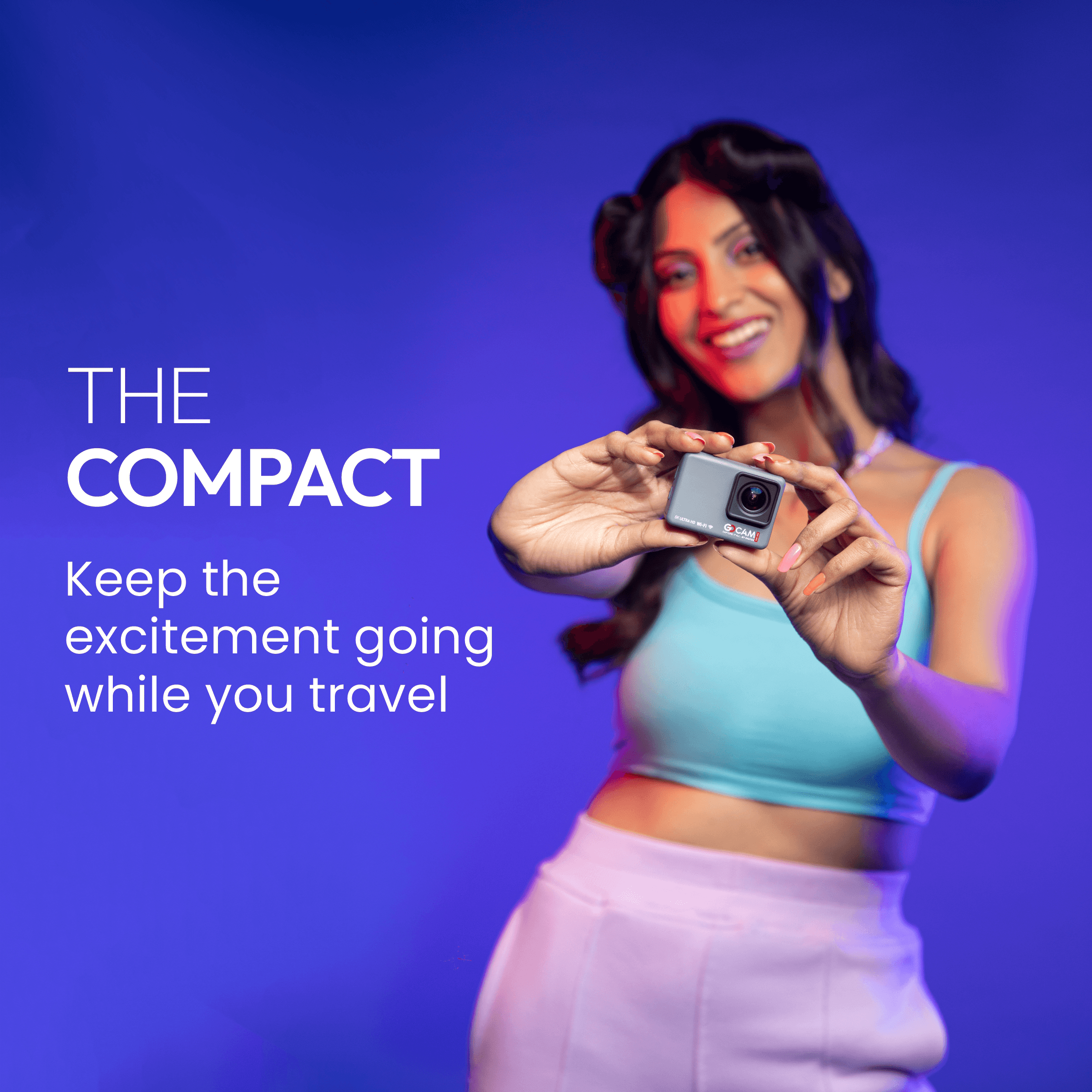 GoCAM (DAC-002) 5K 60fps 24MP WiFi Ultra HD Sports Action Camera with 2" HD Screen & External MIC Support 100 feet Waterproof (with Waterproof case) 2 x 1350mAh Battery