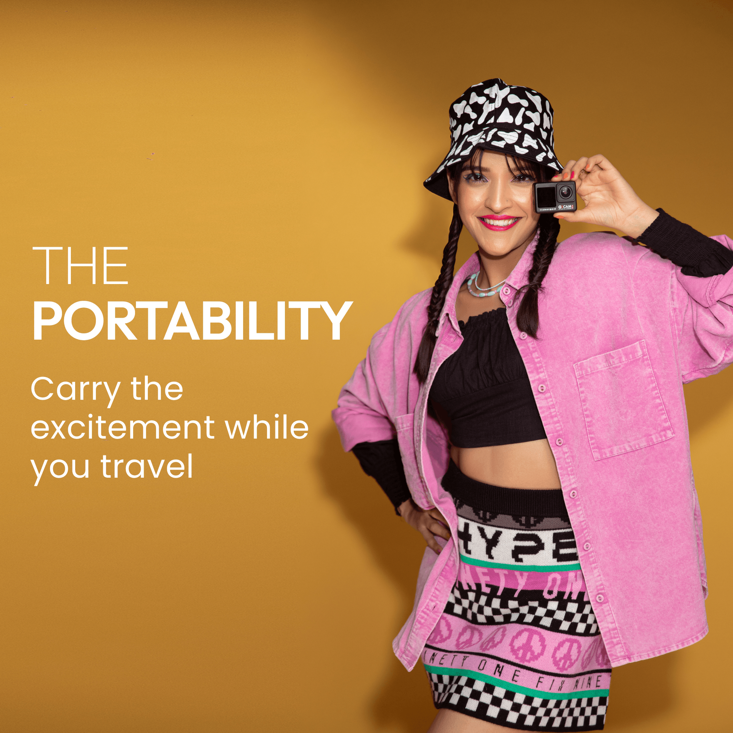 GoCAM (DAC-101) 5K 30FPS 48MP WiFi Ultra HD Sports Action Camera| Dual TouchScreen|6-Axis Gyro EIS Stabilization | MIC Support  Waterproof | 2 Batteries (Black)