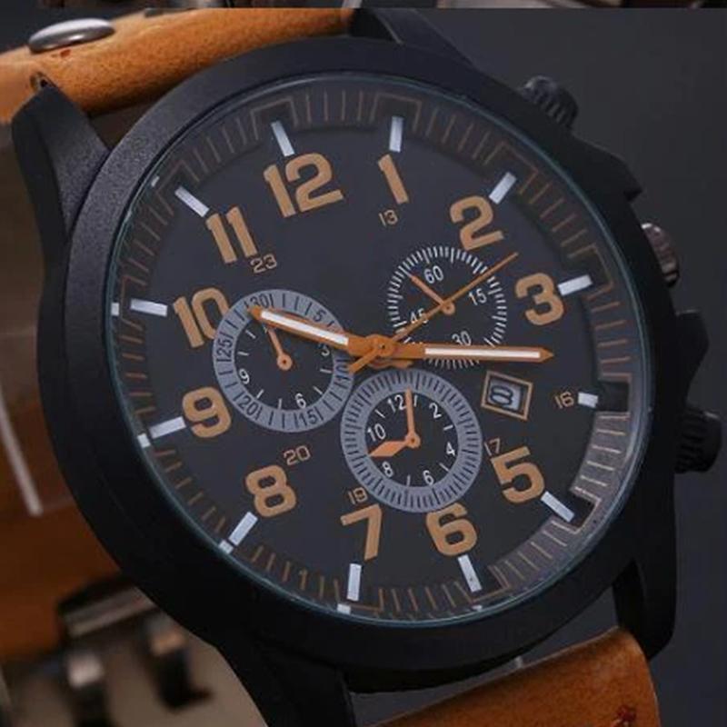 Leather Strap Sport Quartz watch For Men