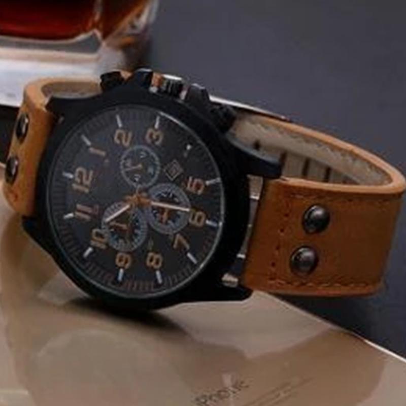 Leather Strap Sport Quartz watch For Men