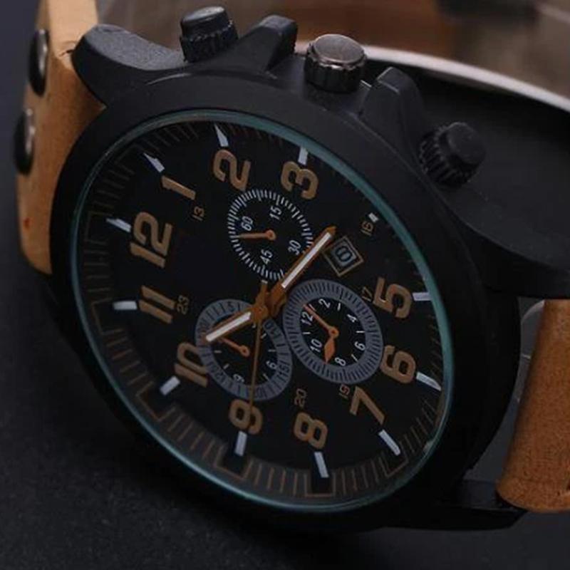 Leather Strap Sport Quartz watch For Men